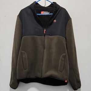 The American Outdoorsman Men's Black and Olive Green Fleece Zipper Jacket